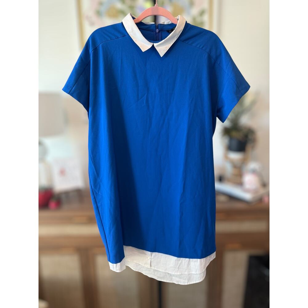 Zara Basic Sailor Collar Layered Mini Shift Dress… - image 2